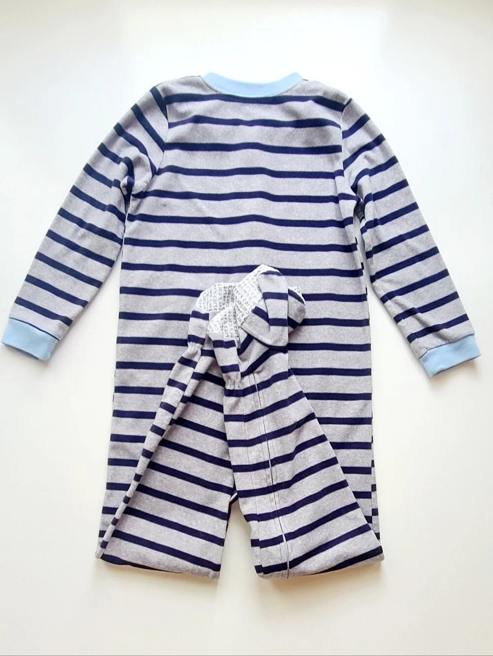 Carter's One-Piece Zip Fleece Footed Pajamas Striped Gray/Blue Size 7 Monster